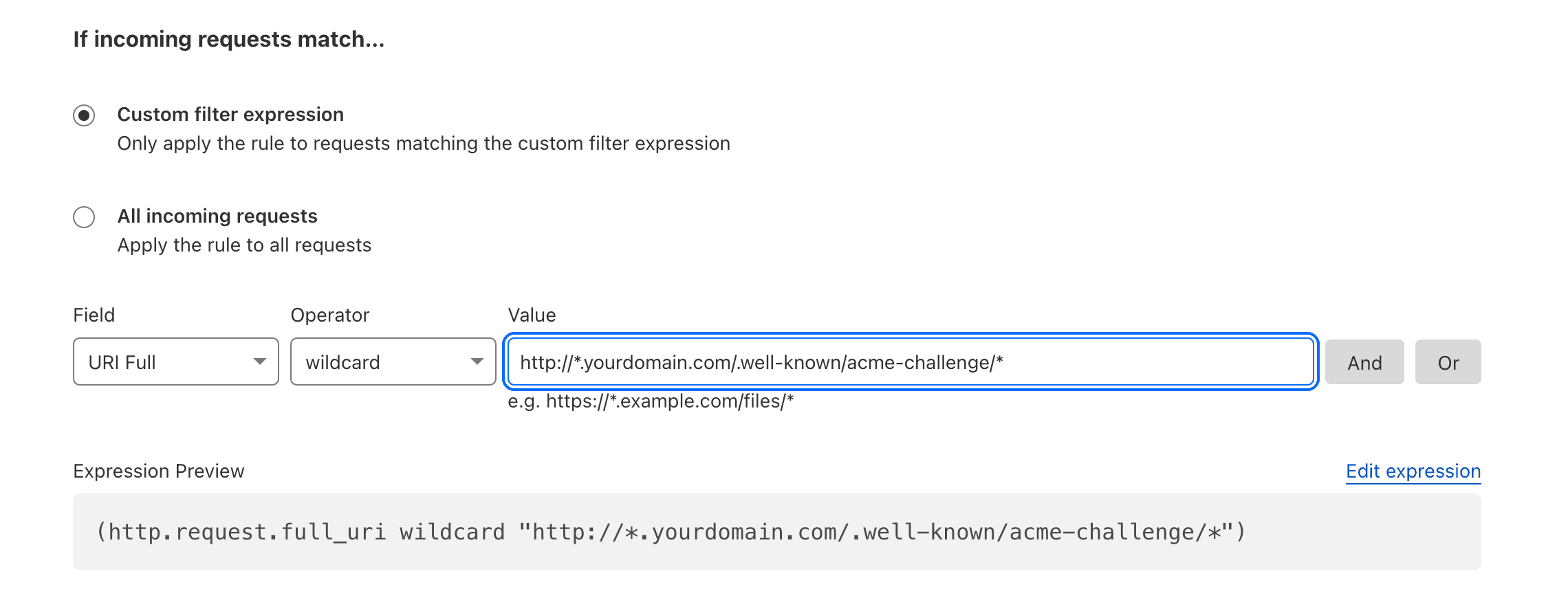 Cloudflare Configuration Rule Filter Expression