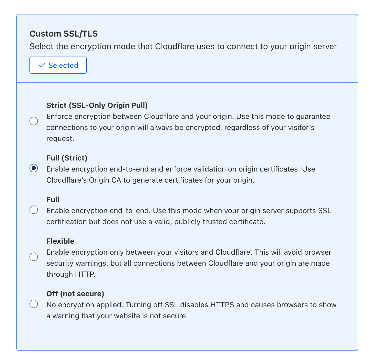 Cloudflare SSL Settings