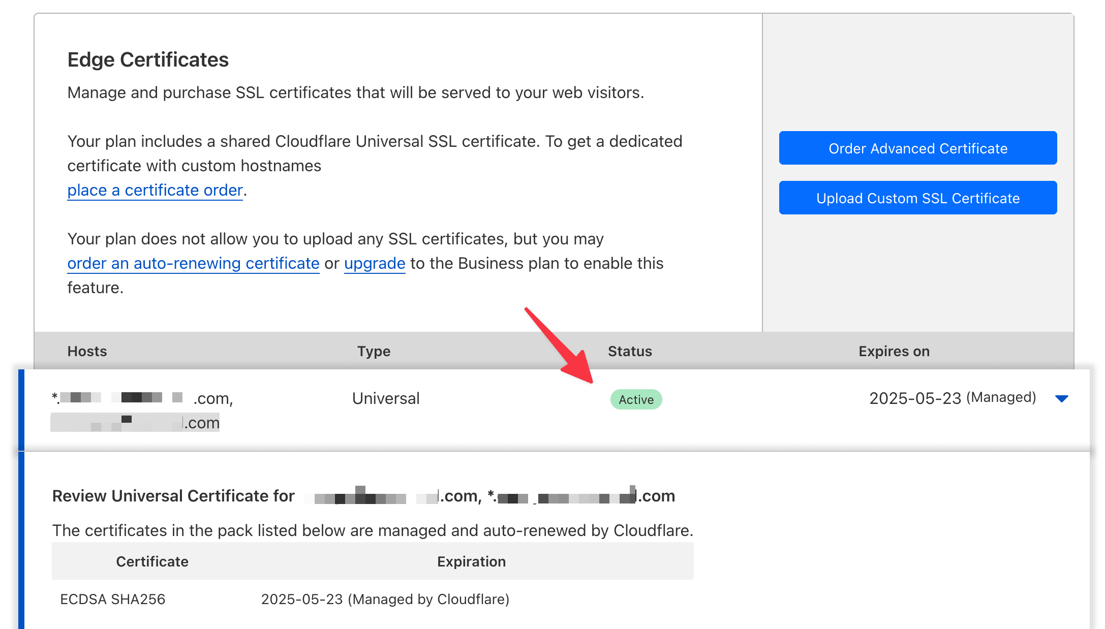 Cloudflare Universal SSL Active