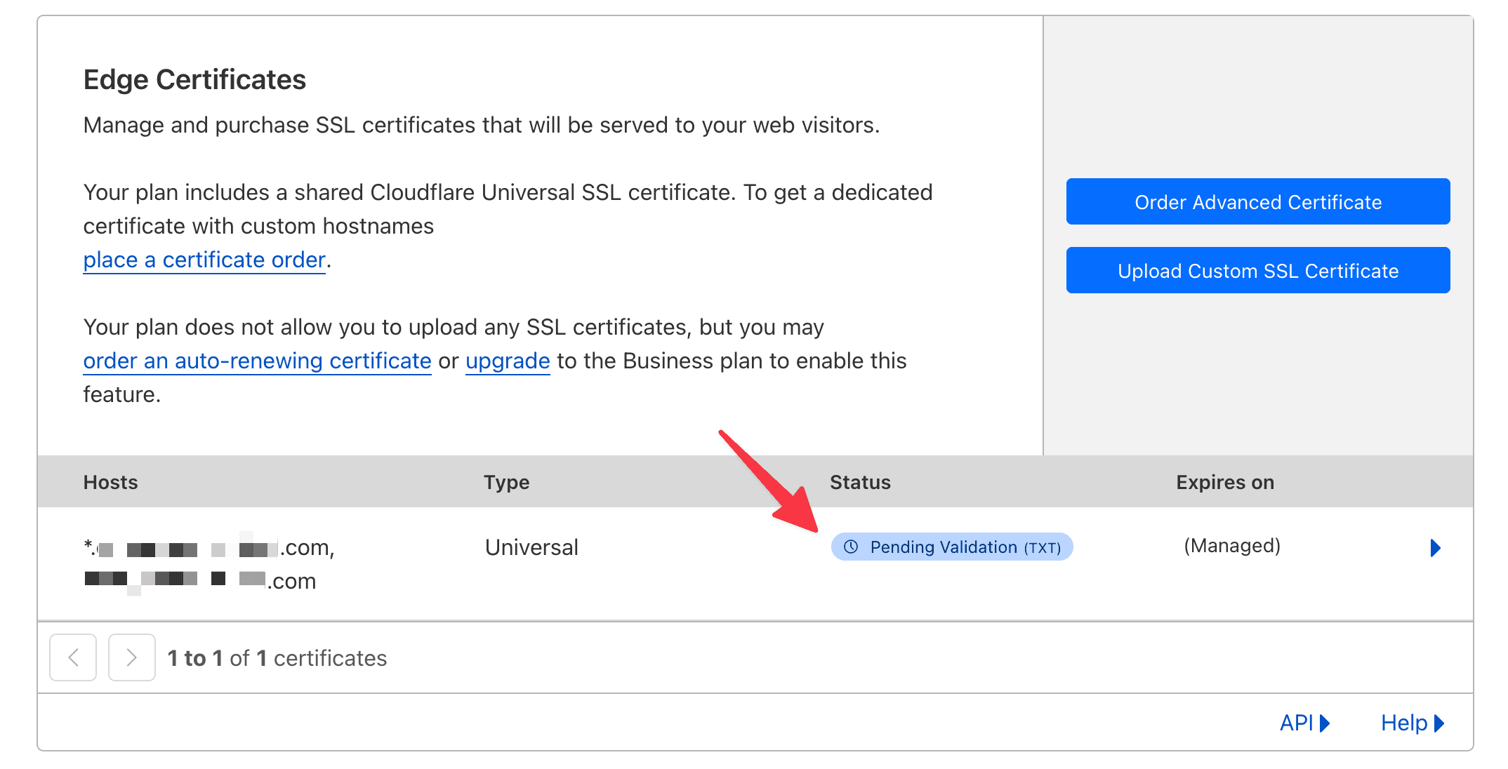 Cloudflare Universal SSL Pending Validation