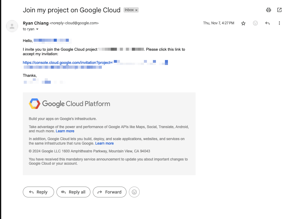 Google IAM Verification Email