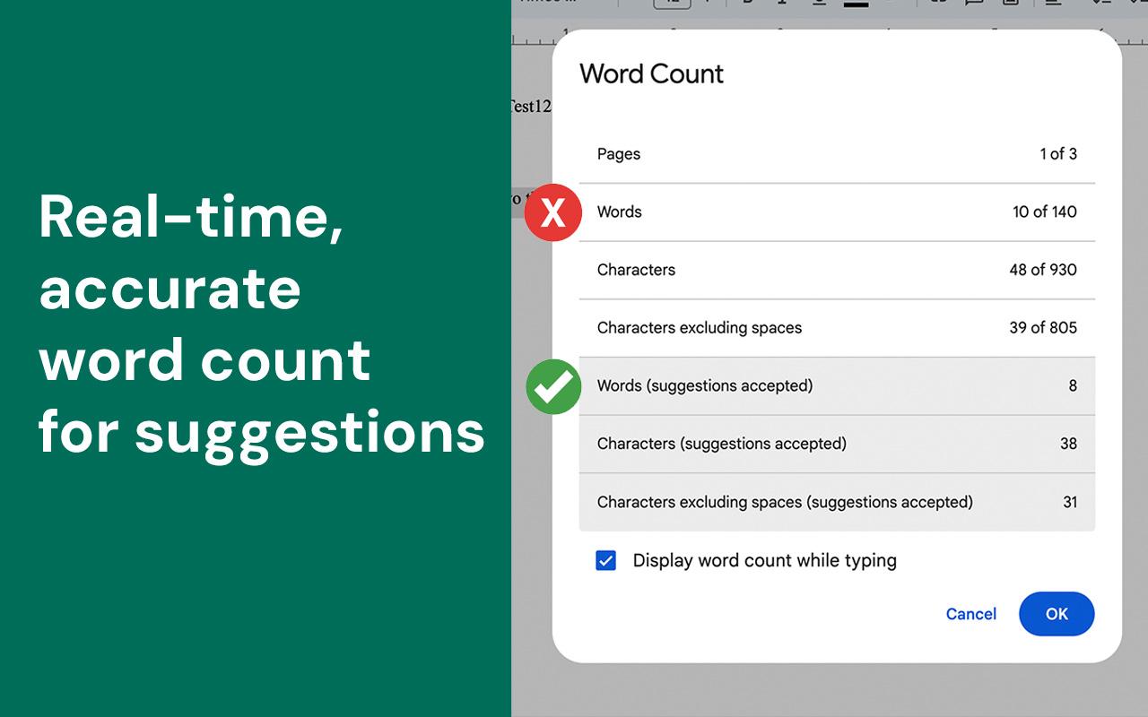 Google Docs Word Count as if Suggestions Were Accepted (Tutorial)