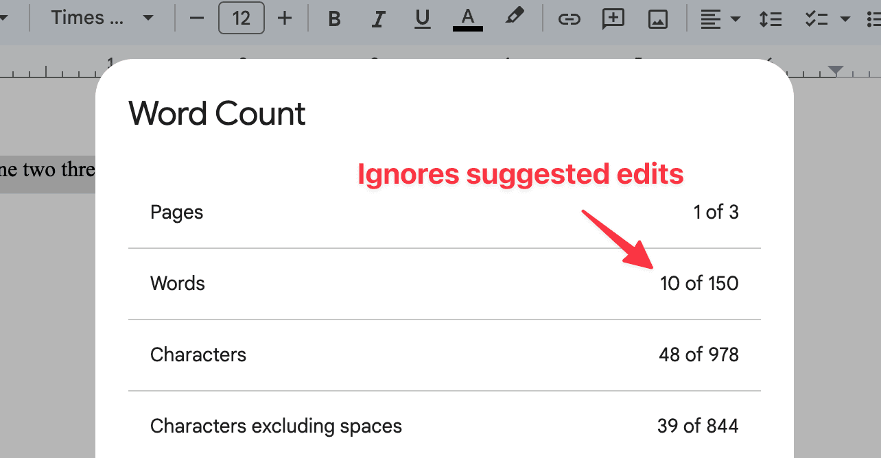 Google Docs Incorrect Word Count