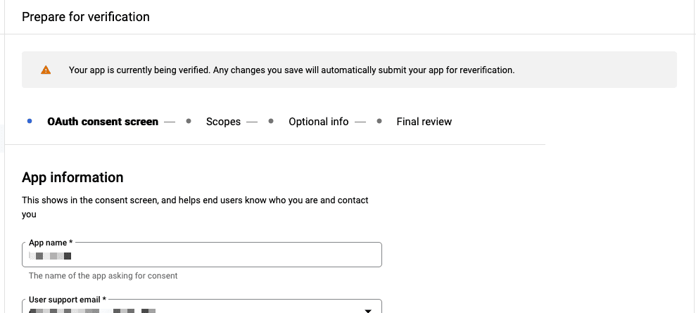 Google OAuth Prepare for Verification