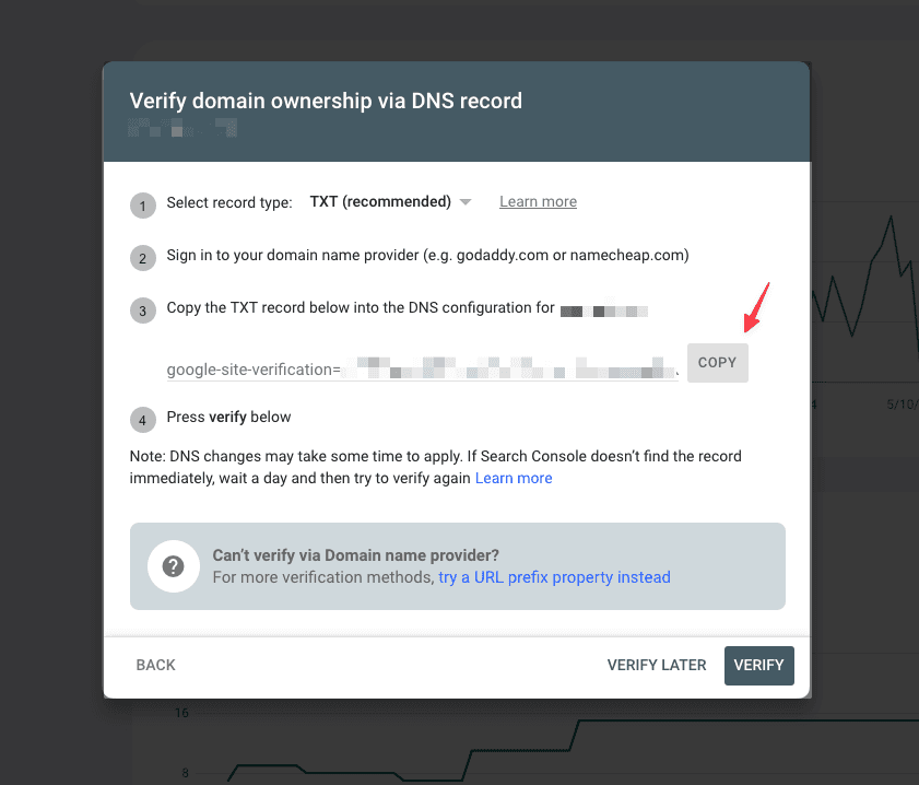 Google Search Console Verify Domain