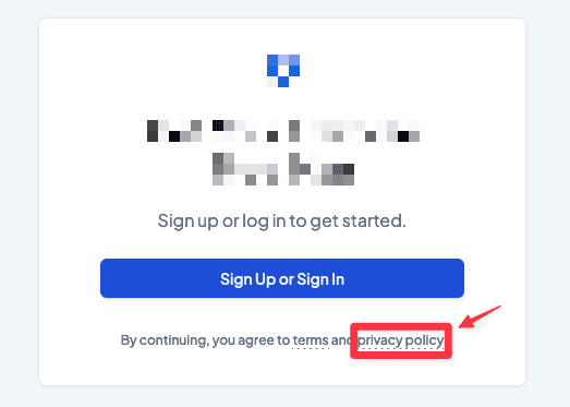 Privacy Policy on Login Page