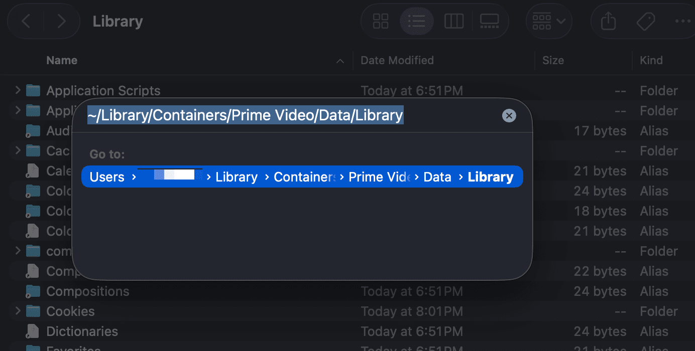 Finder Go to Prime Video Folder